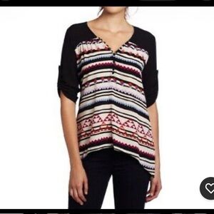 2 for $20 sale: BCBGMAXAZRIA pullover chiffon Aztec stripe print blouse - S